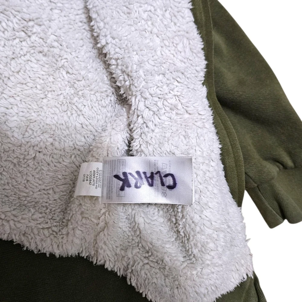 Baby GAP Toddler Boys Cozy Logo Zip Hoodie Army Green Sherpa Lined 3T FA18